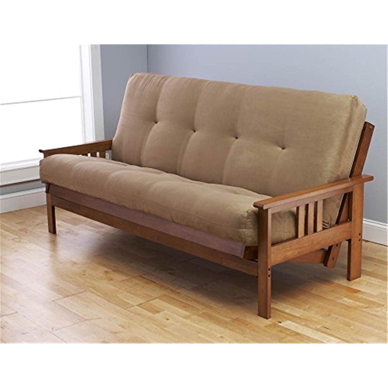 Beige Full-Size Tufted Sleeper Sofa with Foam Mattress and Solid Wood Frame