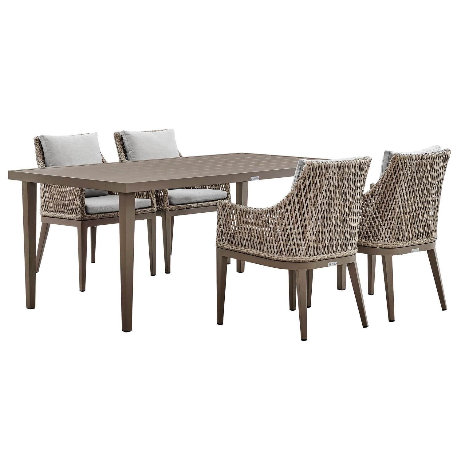 Outdoor Dining Set 5 Piece Aluminum Patio Furniture Set Gray