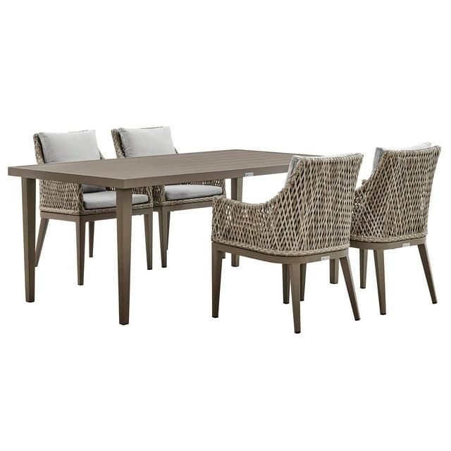 Homestock Urban Oasis 5 Piece Gray Aluminum Outdoor Dining Set with Gray Fabric