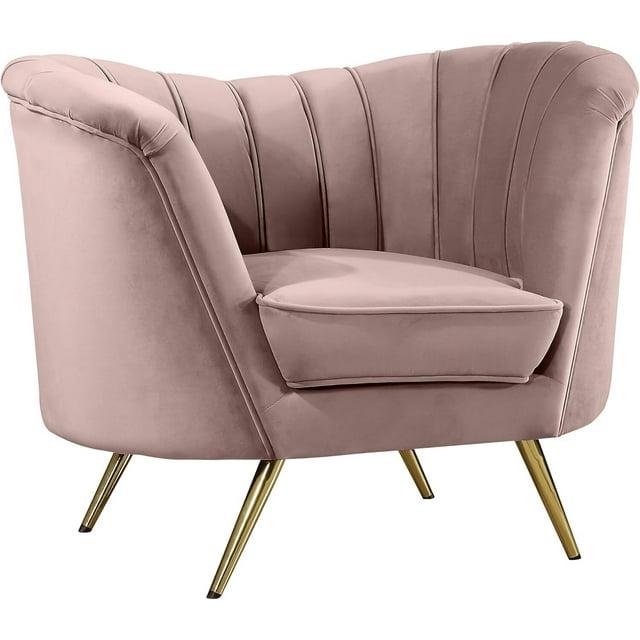 Homestock Victorian Elegance Pink Velvet Chair
