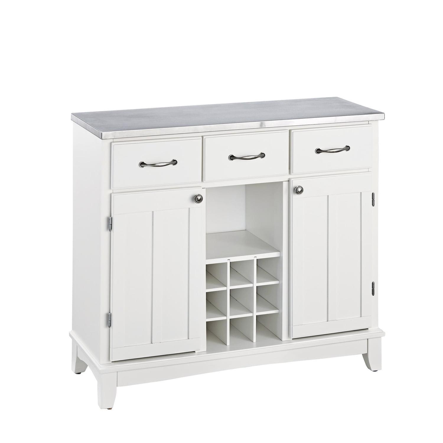 36.25" Sideboard Buffet Servers with Stainless Top Off White - Home Styles: Kitchen Hutch, Buffet Table