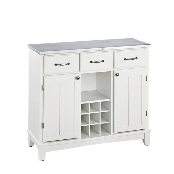 36.25" Sideboard Buffet Servers with Stainless Top Off White - Home Styles: Kitchen Hutch, Buffet Table