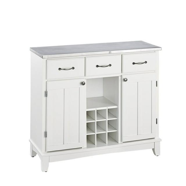 36.25" Sideboard Buffet Servers with Stainless Top Off White - Home Styles: Kitchen Hutch, Buffet Table