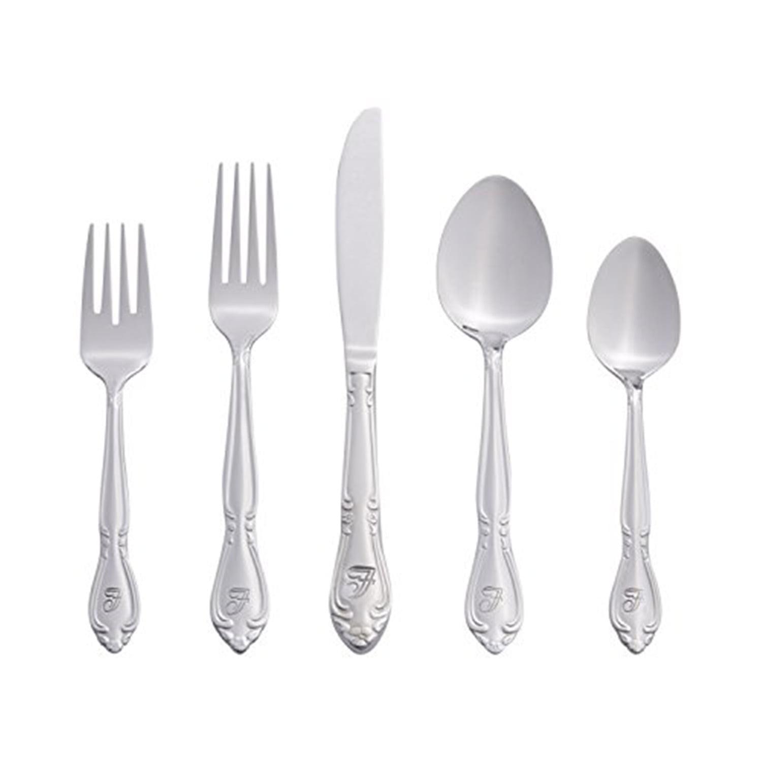 RiverRidge Home RiverRidge Rose Flatware 46-Piece Monogrammed Stainless Steel Silverware Set for 8
