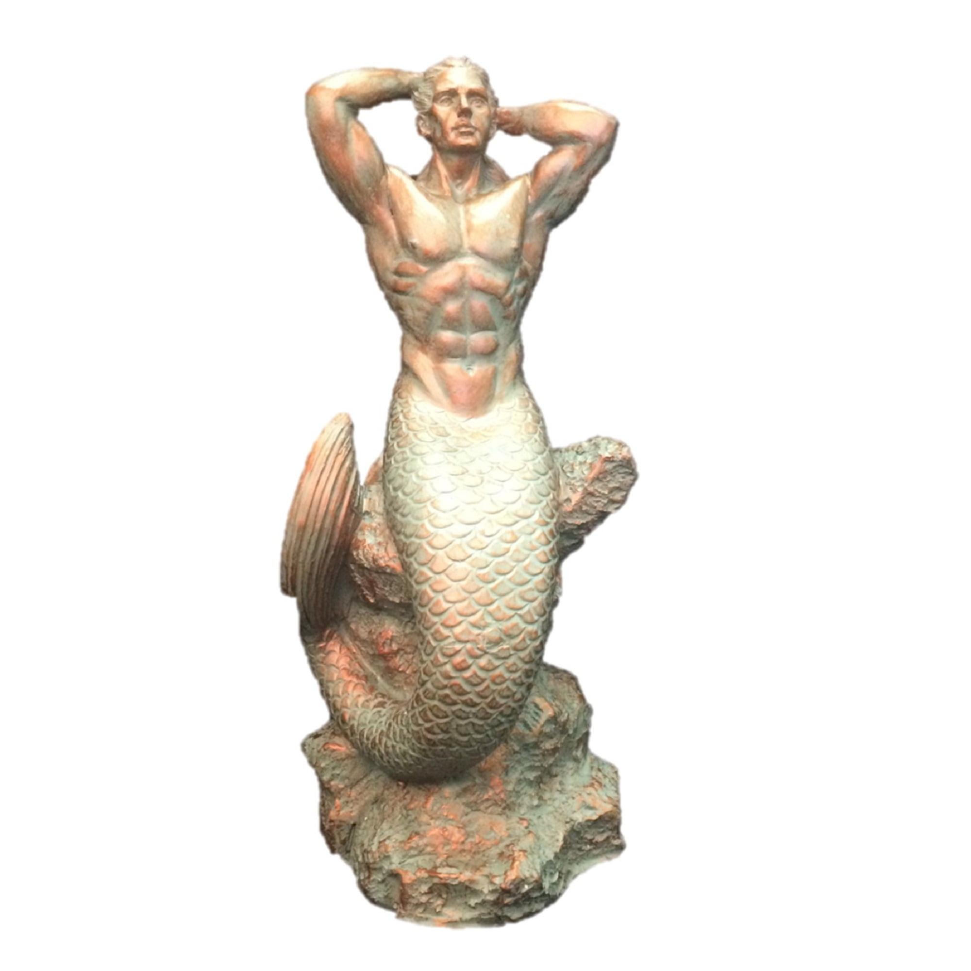HomeStyles Life's a Beach Sexy Merman Mermaid on Coastal Rock Statue