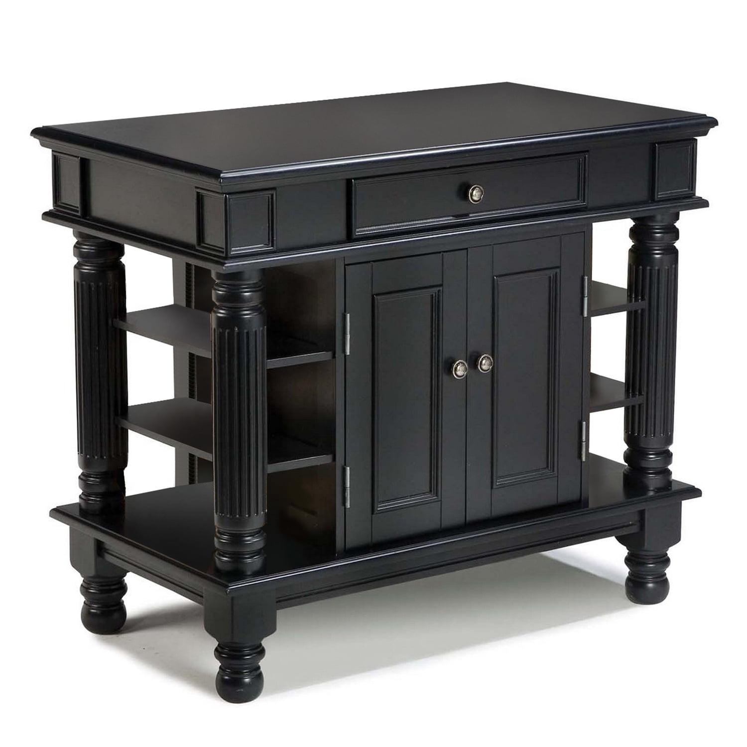 Americana Kitchen Island with Wood Top Black - Home Styles: Hardwood Frame, Storage, 1 Shelf, 1 Drawer