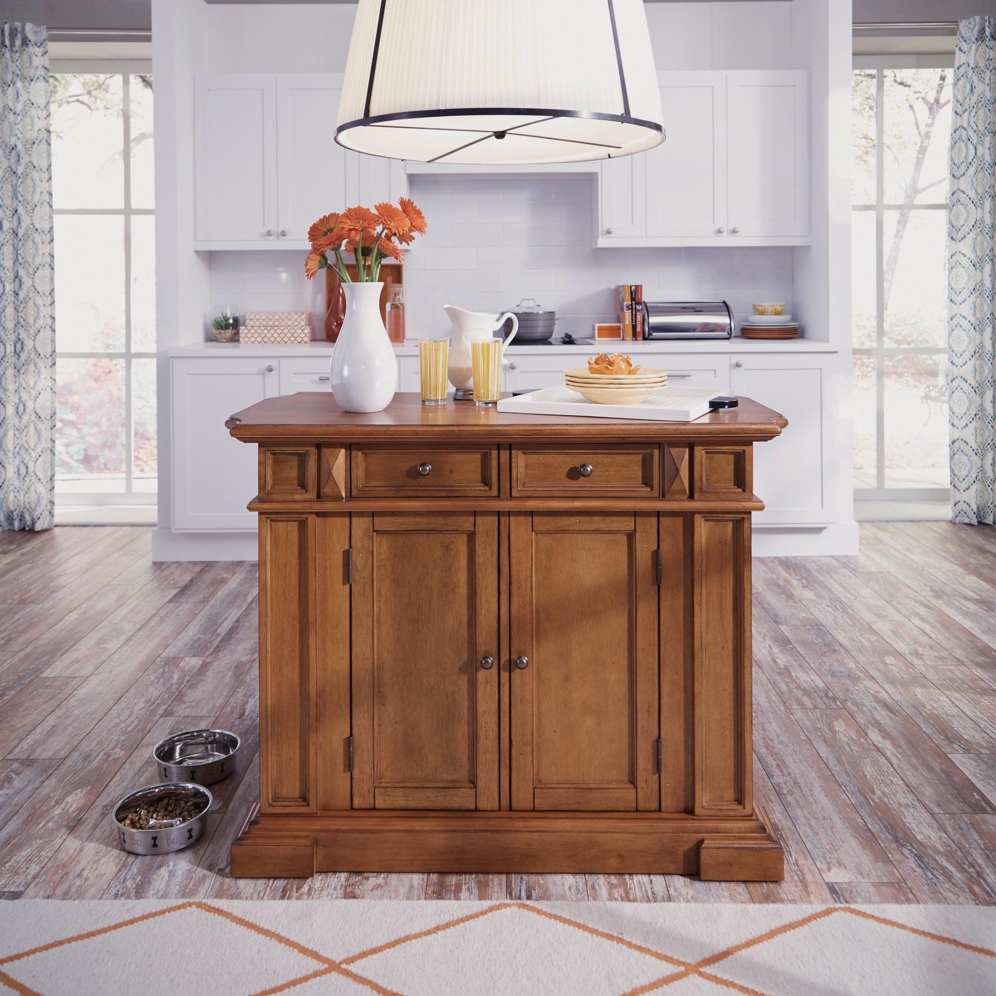 Americana Oak Kitchen Island with Drop Leaf