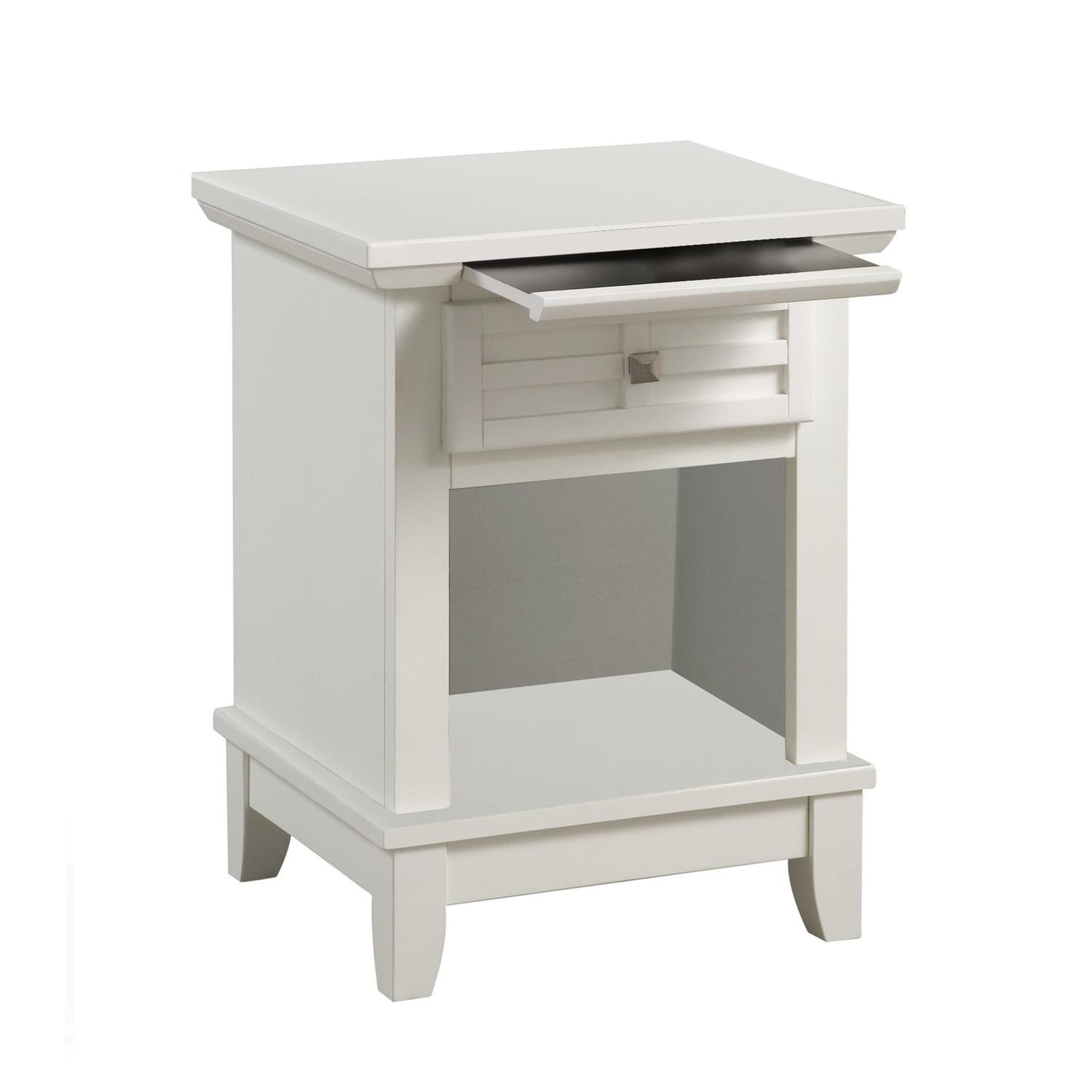 Craftsman Off-White Solid Hardwood Nightstand with Drawer and Slide-Out Shelf