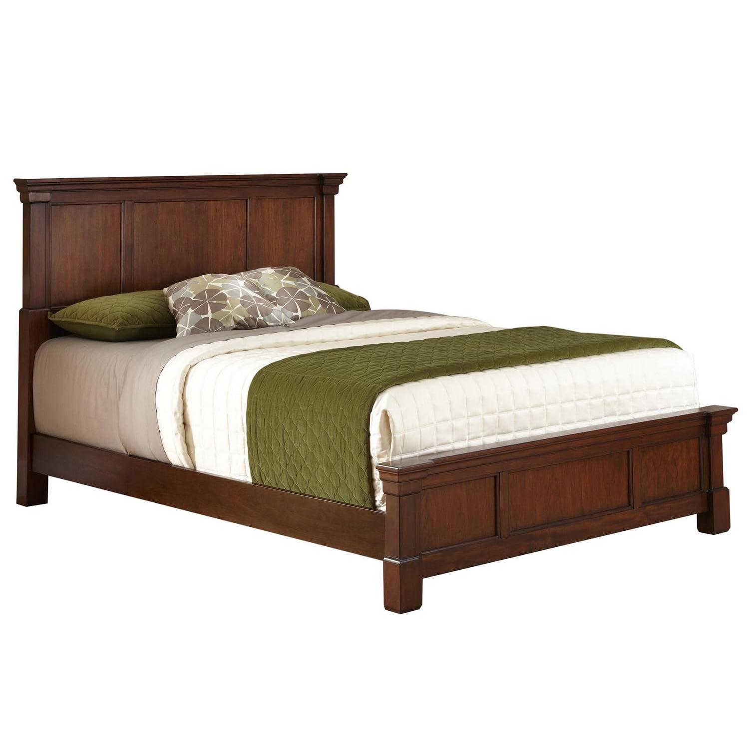 Aspen Rustic Cherry Queen Bed with Mahogany Frame