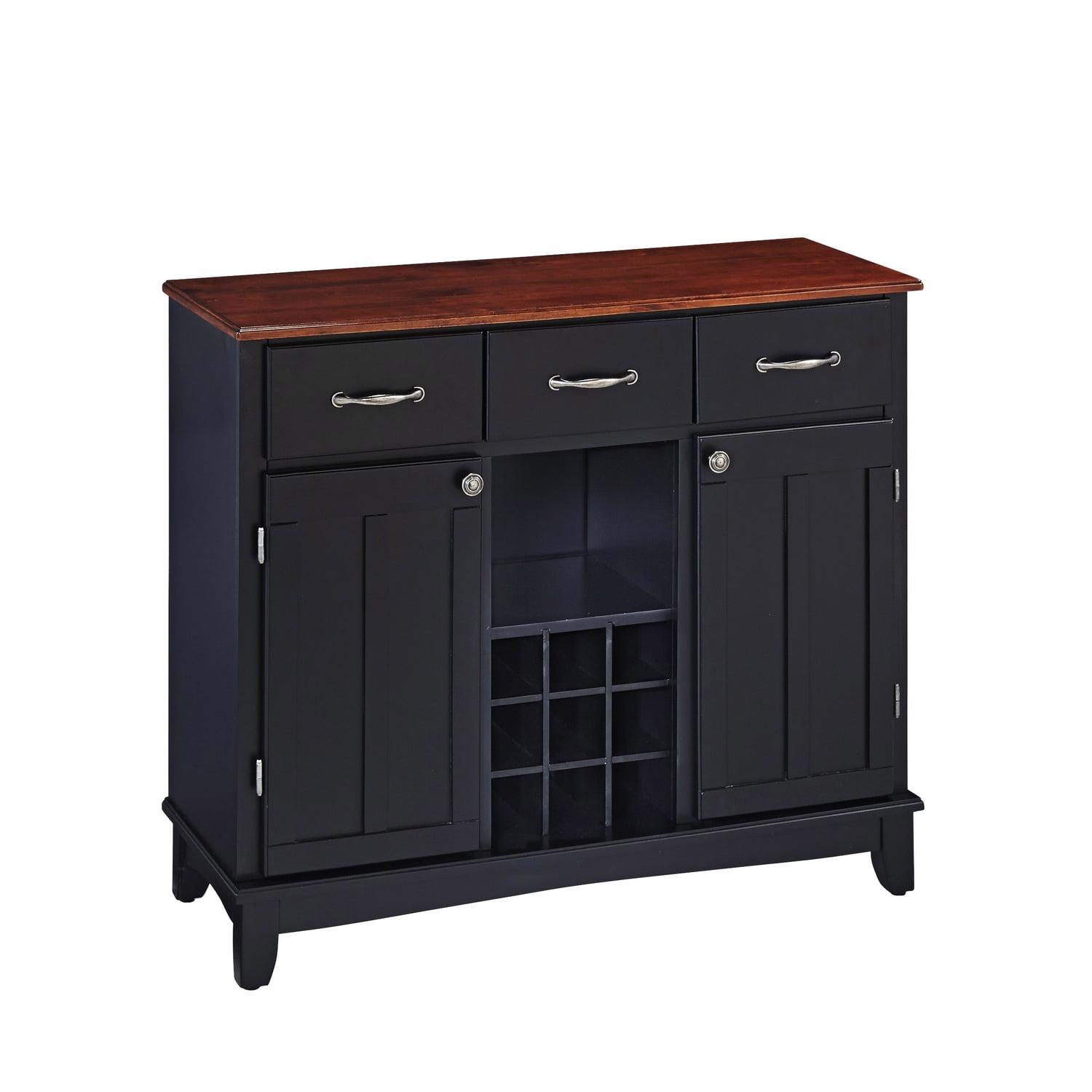 Hutch-Style Buffet Wood/Black/Cherry - Home Styles: Traditional Sideboard with Wine Storage, Hardwood Frame