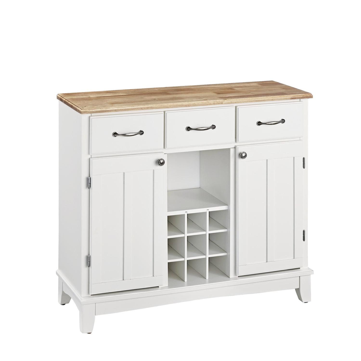 36.25" Sideboard Buffet Servers with Wood Top White - Home Styles: Kitchen Storage, Hutch Design, Wine Rack