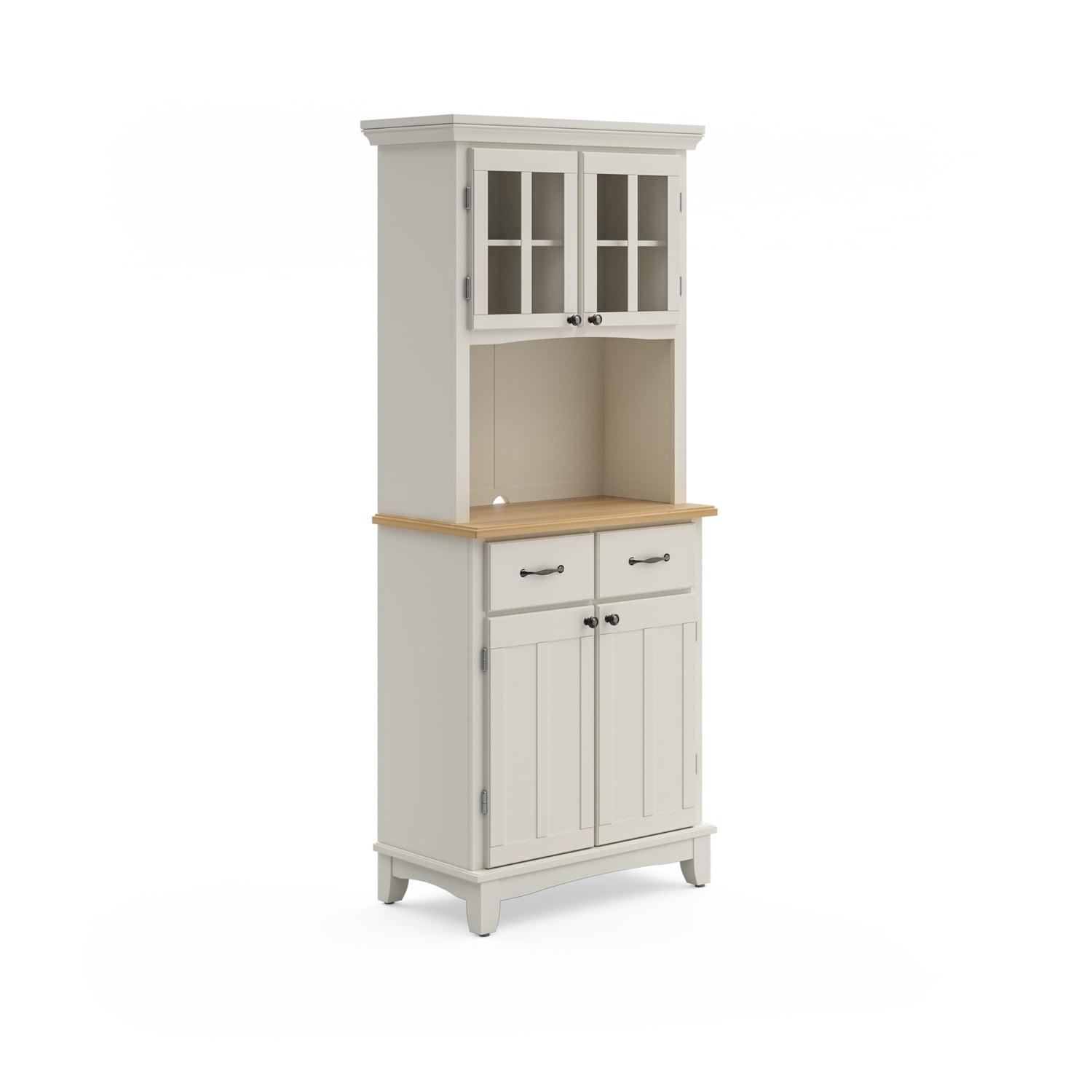 Off-White Wood China Cabinet with Glass Doors