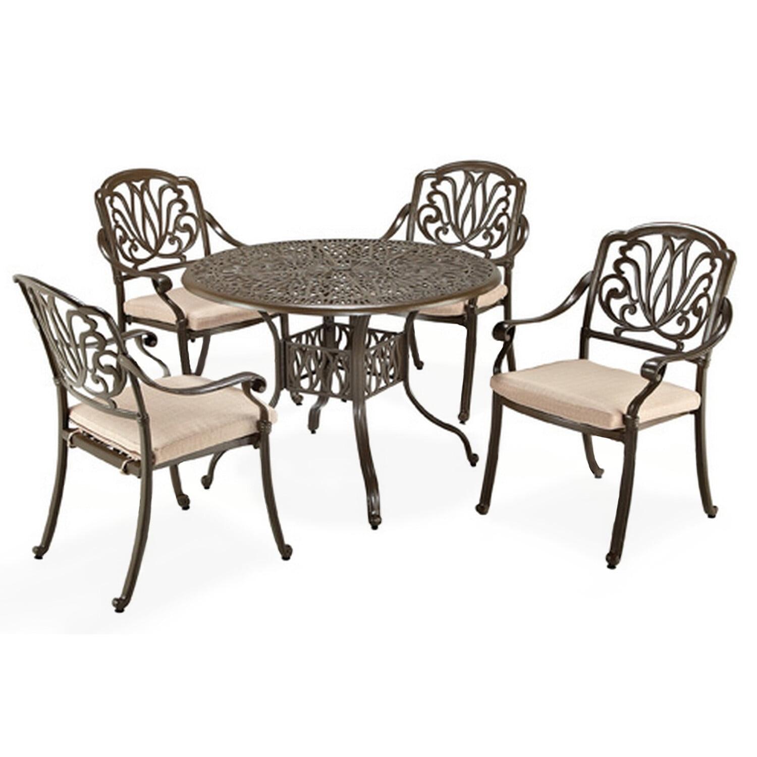 Capri 42" Taupe Cast Aluminum 5-Piece Outdoor Dining Set