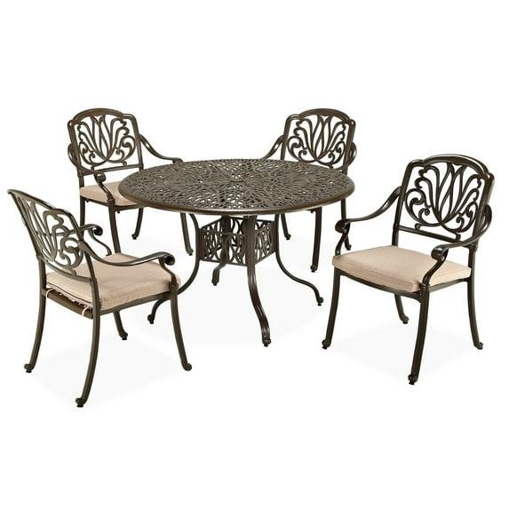 Homestyles Capri Aluminum 5 Piece Outdoor Dining Set in Taupe
