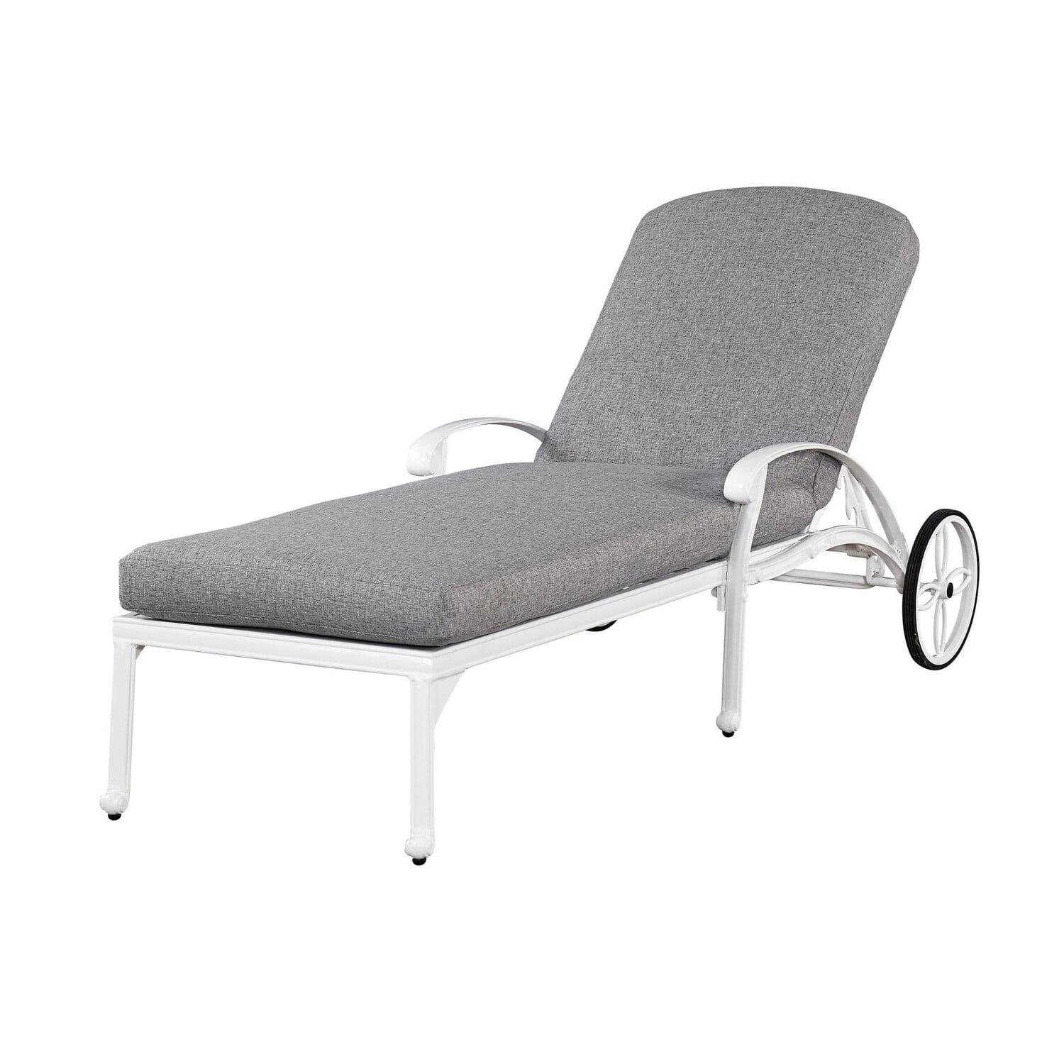 Capri White Cast Aluminum Outdoor Chaise Lounge with Cushions