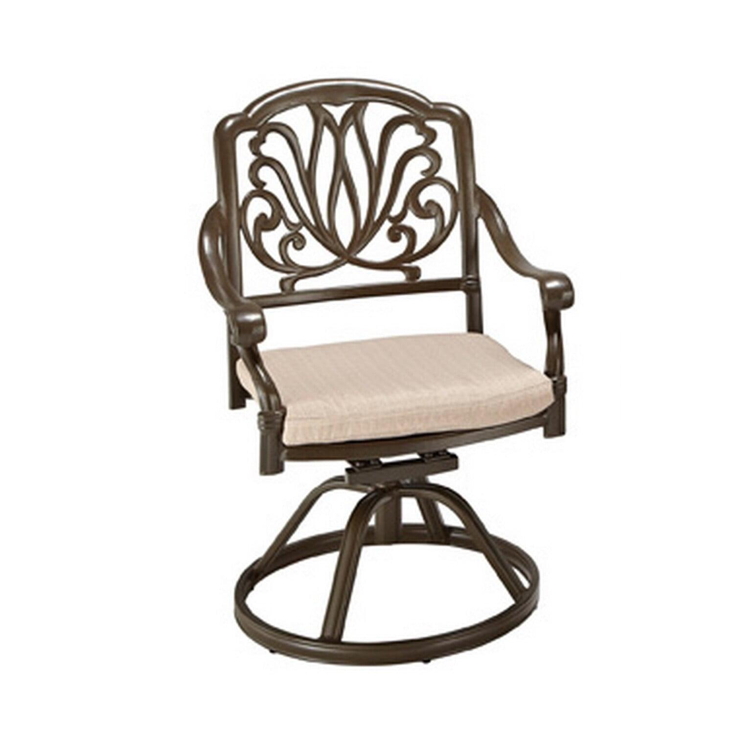 Beachy Elegance Taupe Swivel Rocking Chair with Cushions