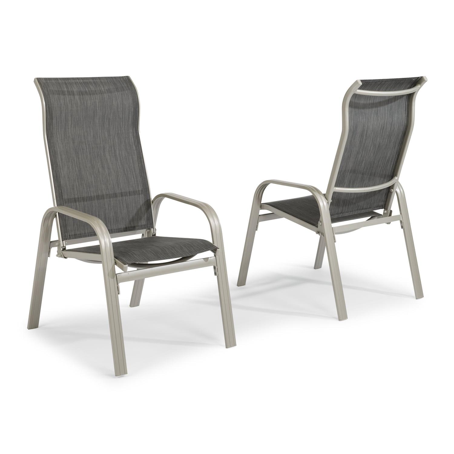 Captiva Gray Aluminum Contoured Sling Outdoor Dining Chair Pair