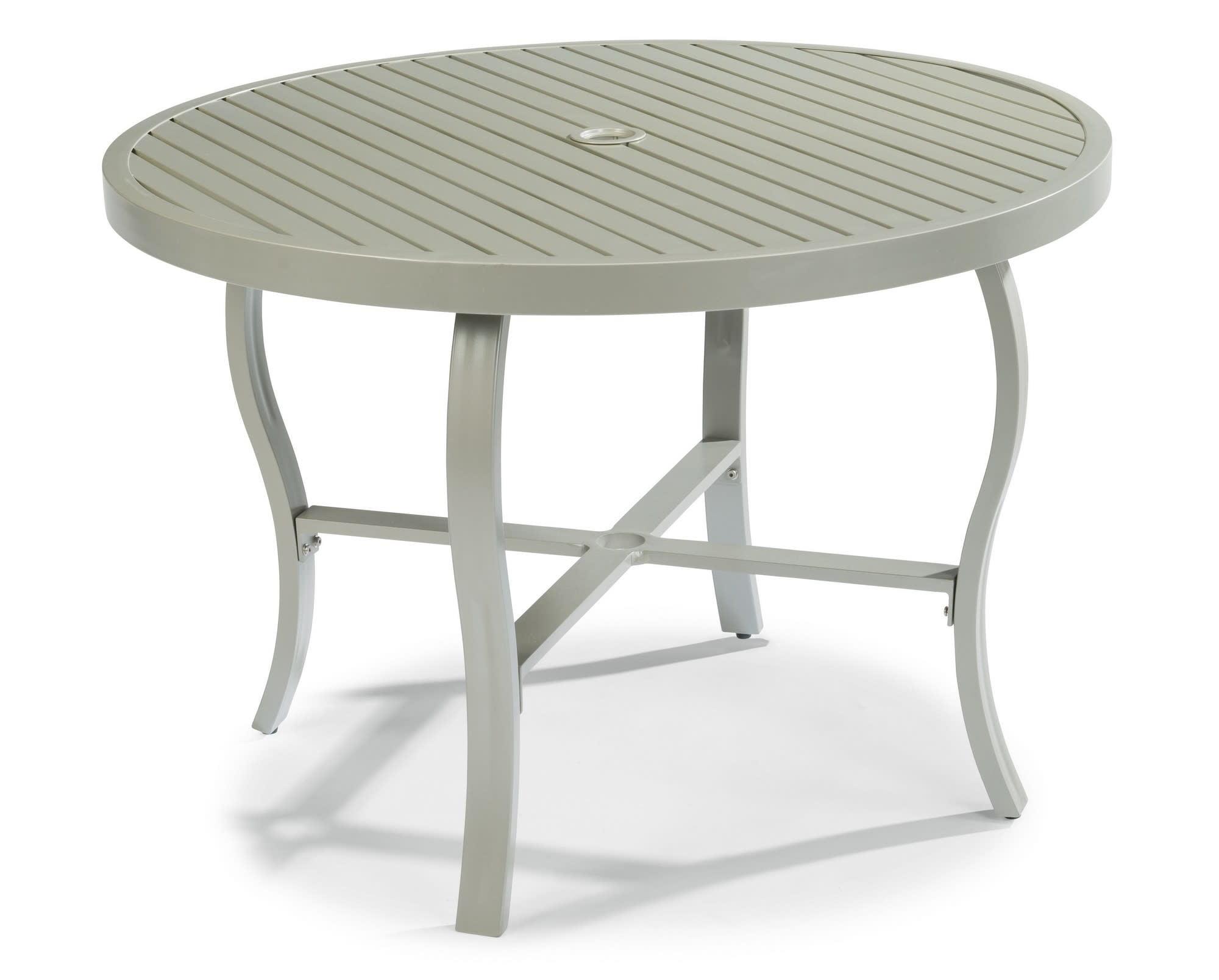 Captiva Gray Aluminum Outdoor Dining Table with Umbrella Hole