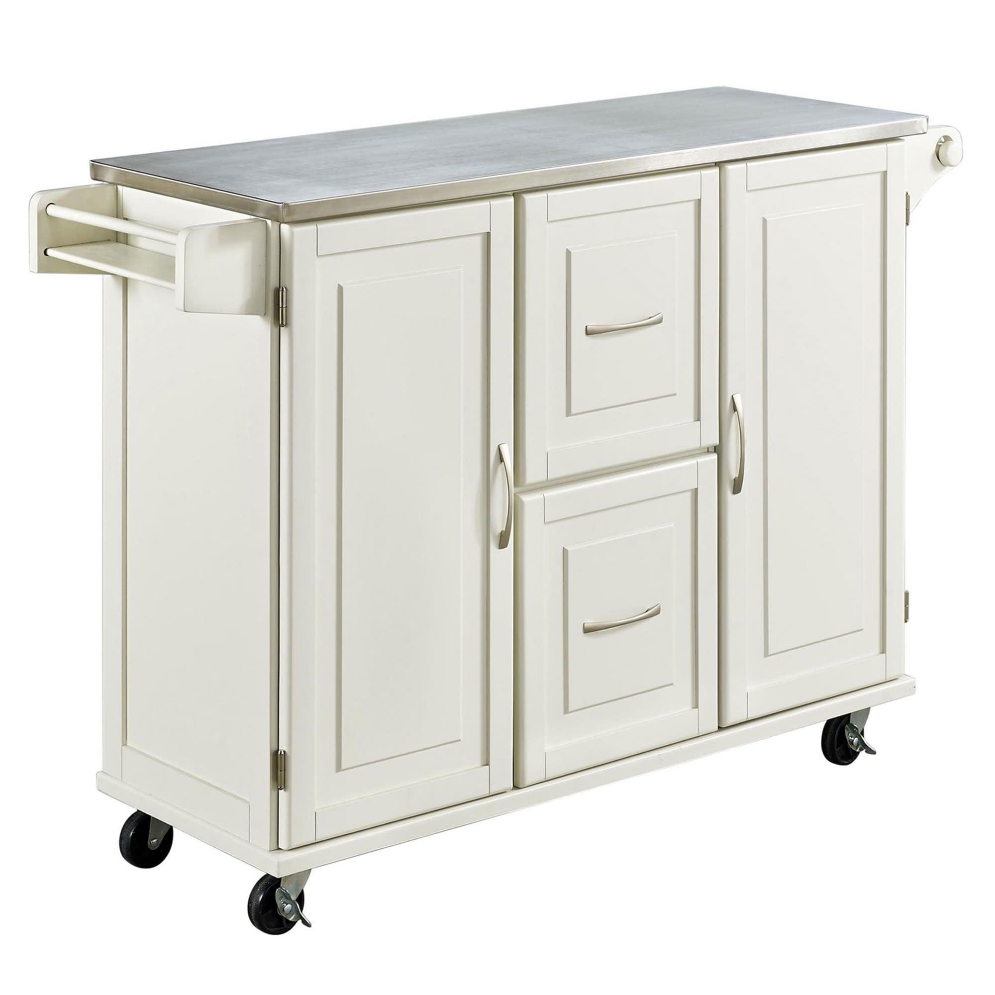 Homestyles Dolly Madison Wood Kitchen Cart in Off White