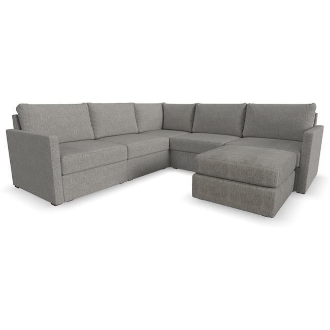 Flex 5 - Piece Upholstered Modular Sectional with Bumper Ottoman