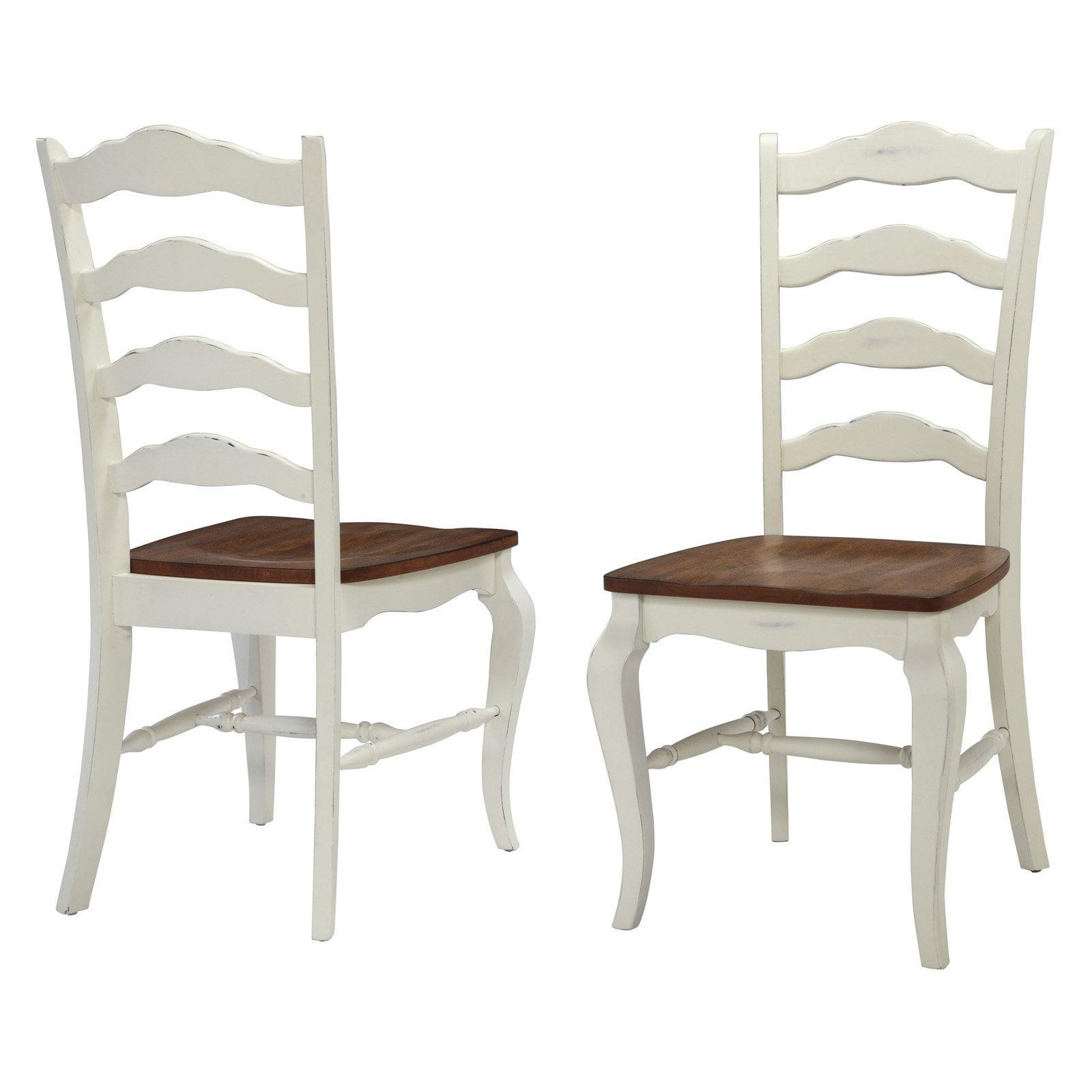 High Ladderback Oak and Rubbed White Side Chair