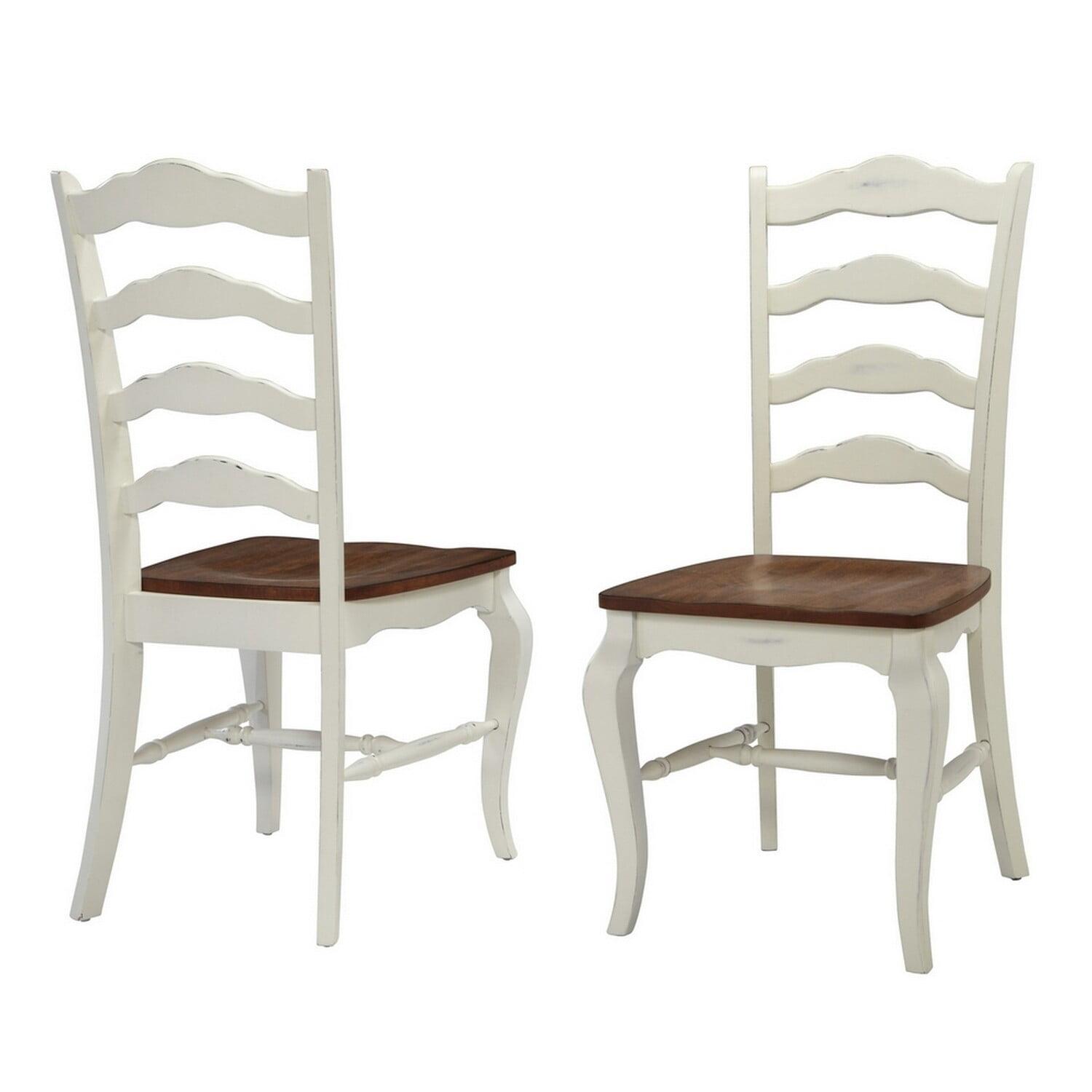 Homestyles French Countryside Dining Chair in Oak and Rubbed White (Set of 2)