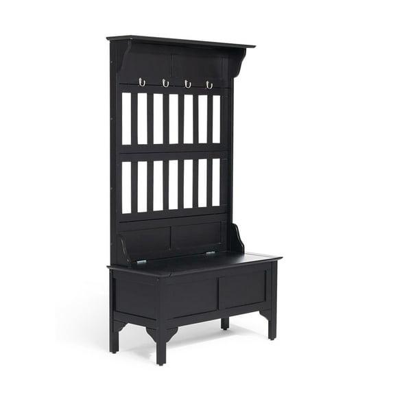 Co-t Solid Hardwood Hall Tree With Storage Bench, Safety Hinge, And Brass Hooks