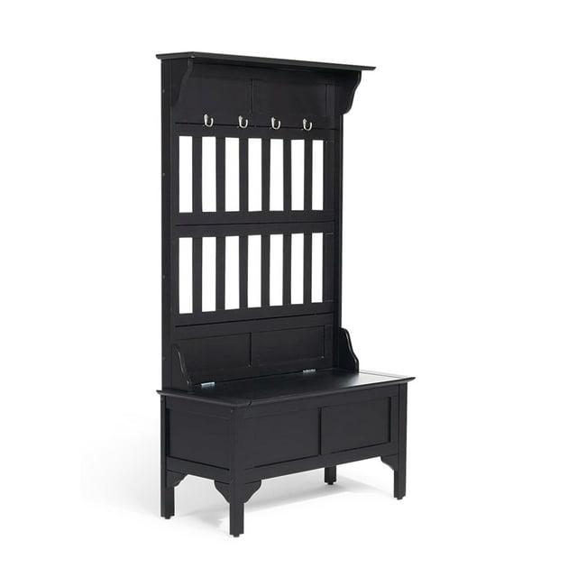 Co-t Solid Hardwood Hall Tree With Storage Bench, Safety Hinge, And Brass Hooks