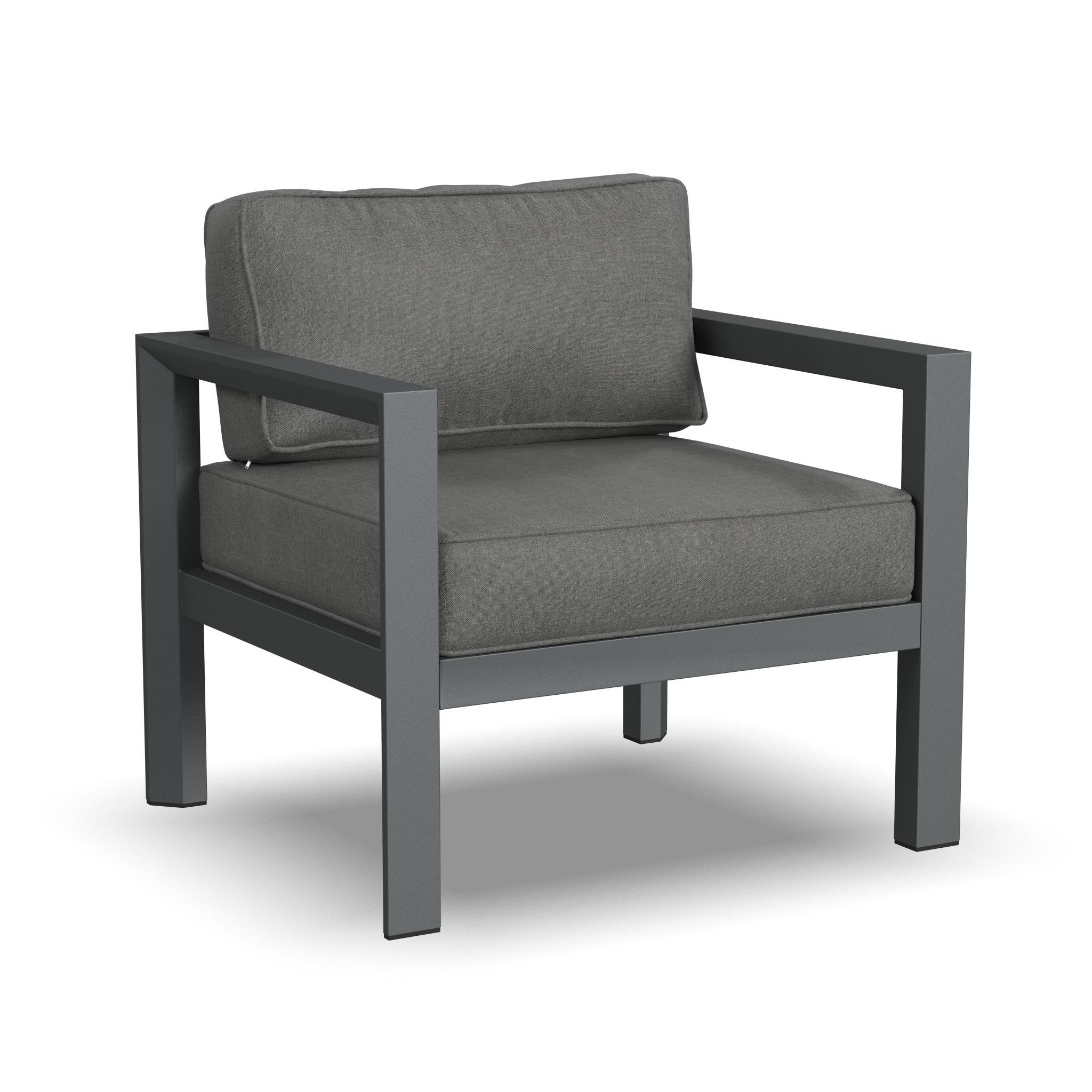 Grayton 29" High Aluminum Outdoor Lounge Chair with Gray Cushions