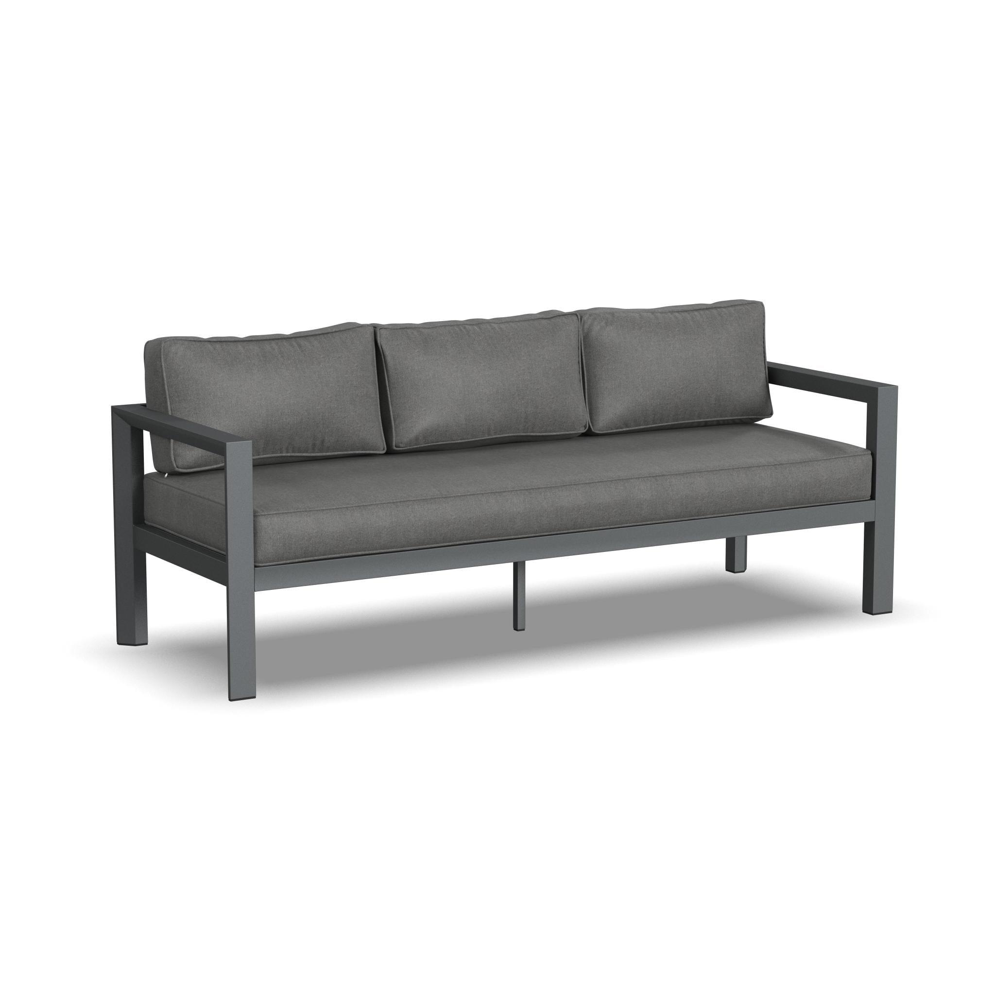 Gray Aluminum Outdoor Sofa with Weather-Resistant Cushions