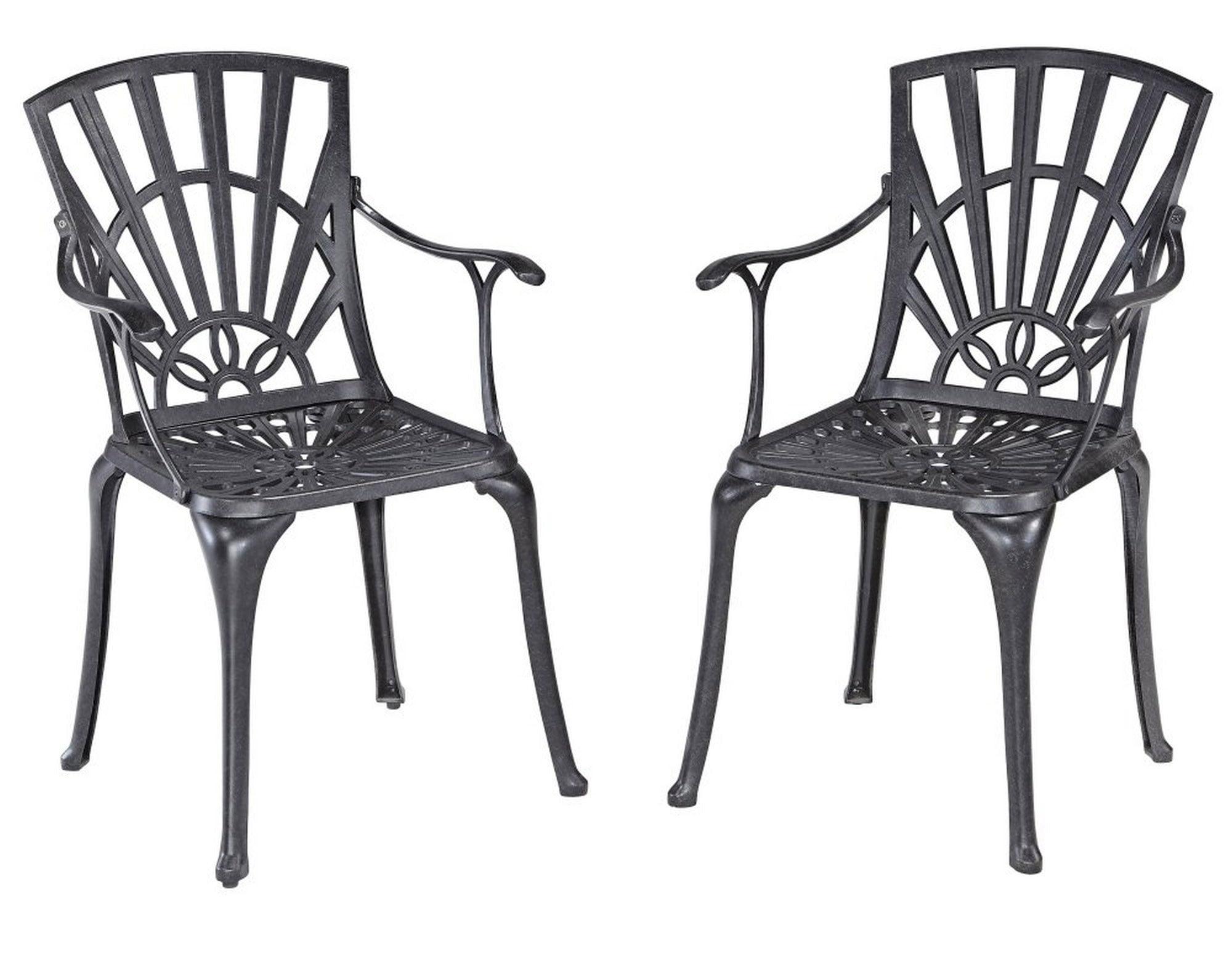 Homestyles Grenada Aluminum Outdoor Chair Pair in Charcoal