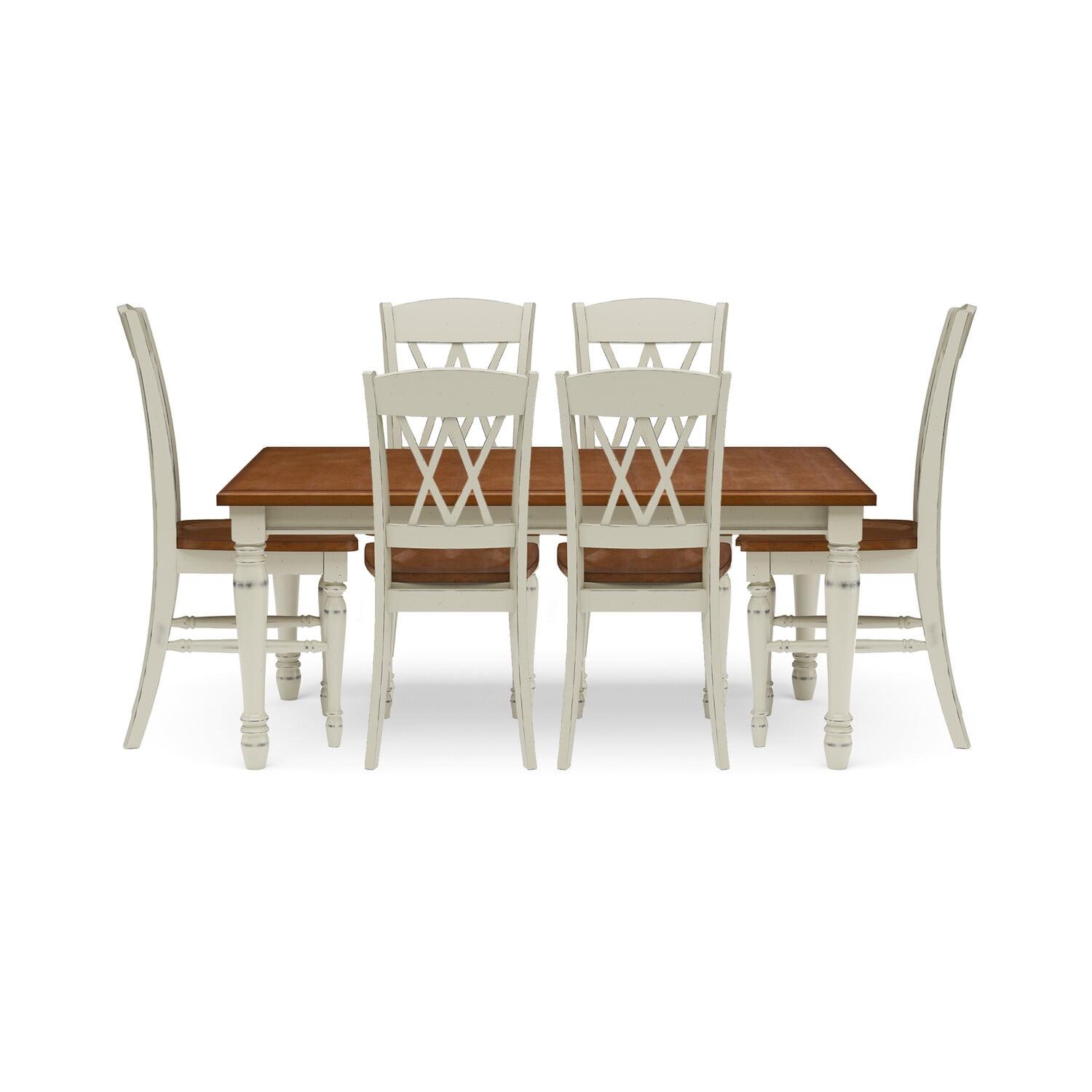 Homestyles Monarch Wood 7 Piece Dining Set in Off White