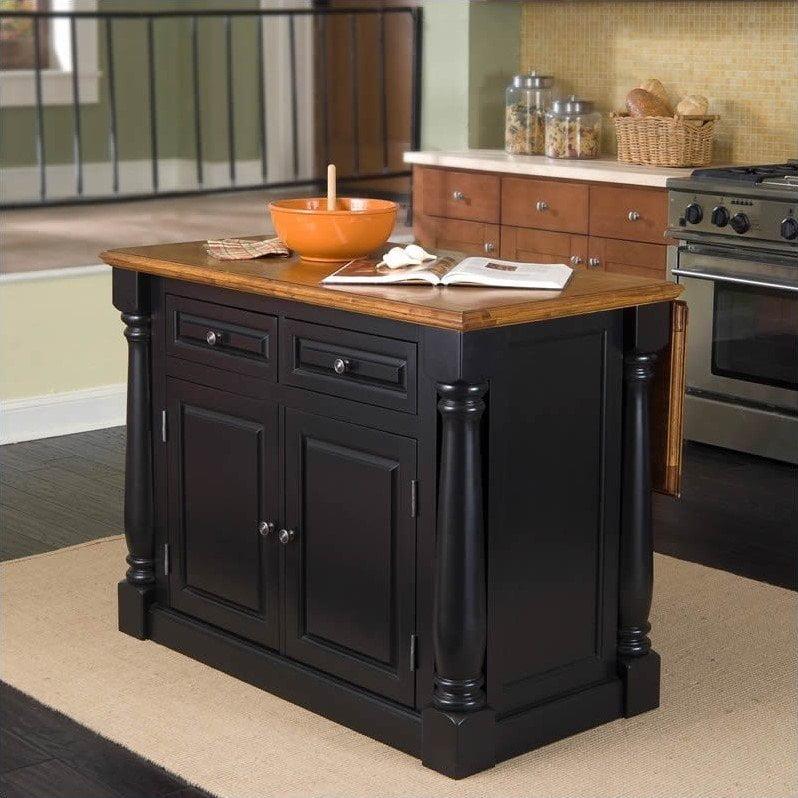 Monarch Black Kitchen Island with Hardwood Top and Drop Leaf