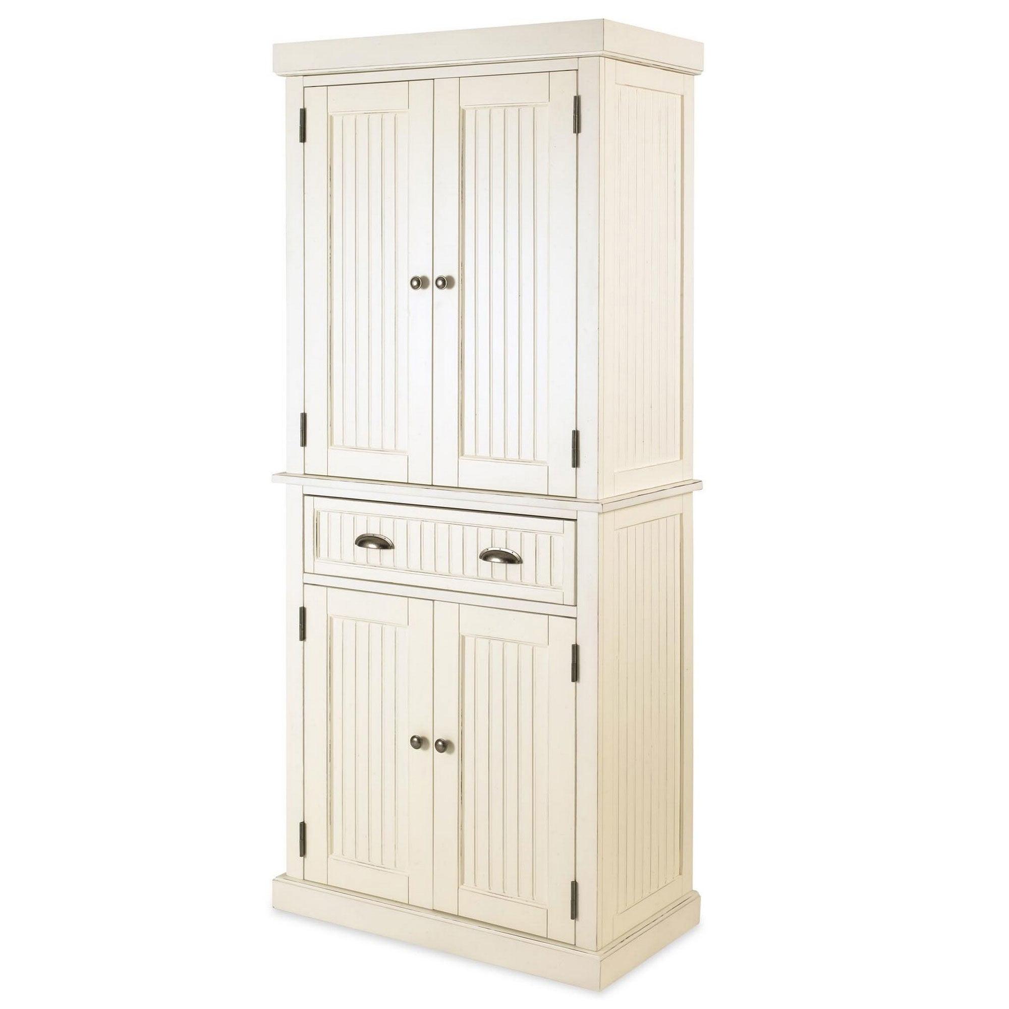 Nantucket Distressed White Wood Kitchen Pantry