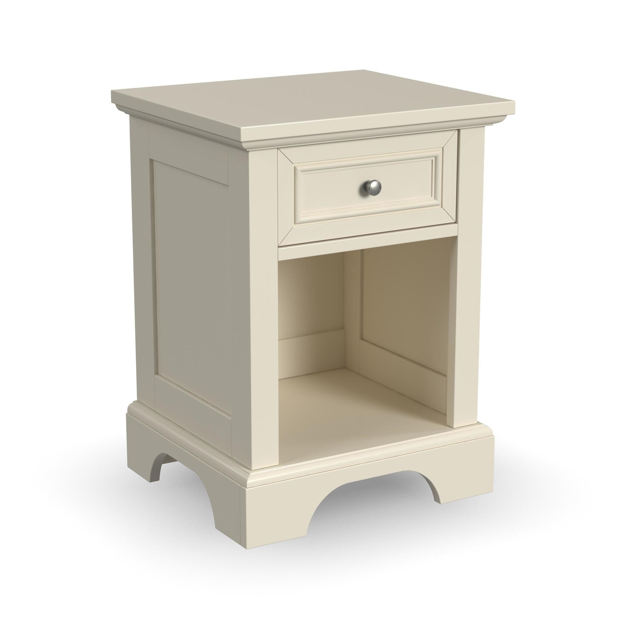 Naples White Mahogany Nightstand with Open Storage Space