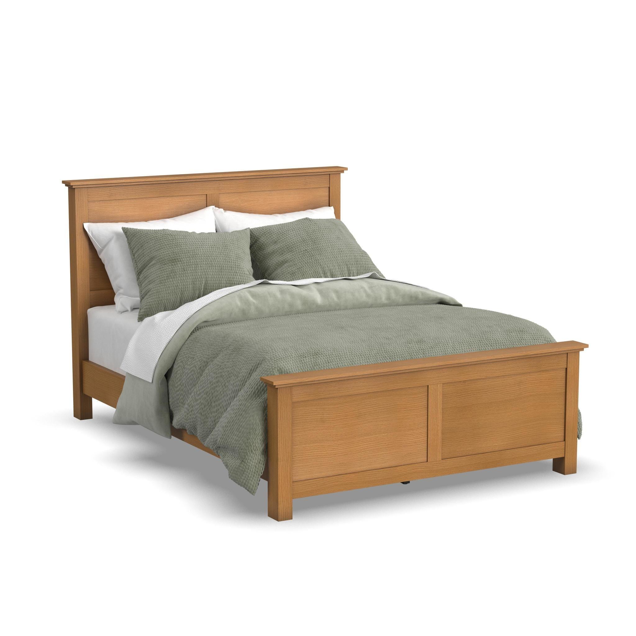 Oak Park Light Brown Queen Wood Panel Bed with Slats