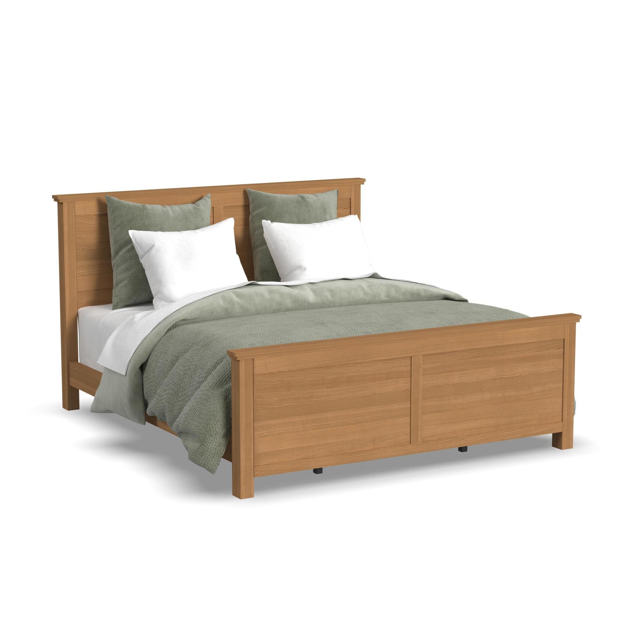 Oak Park Engineered Wood King Bed with Upholstered Headboard in Light Oak