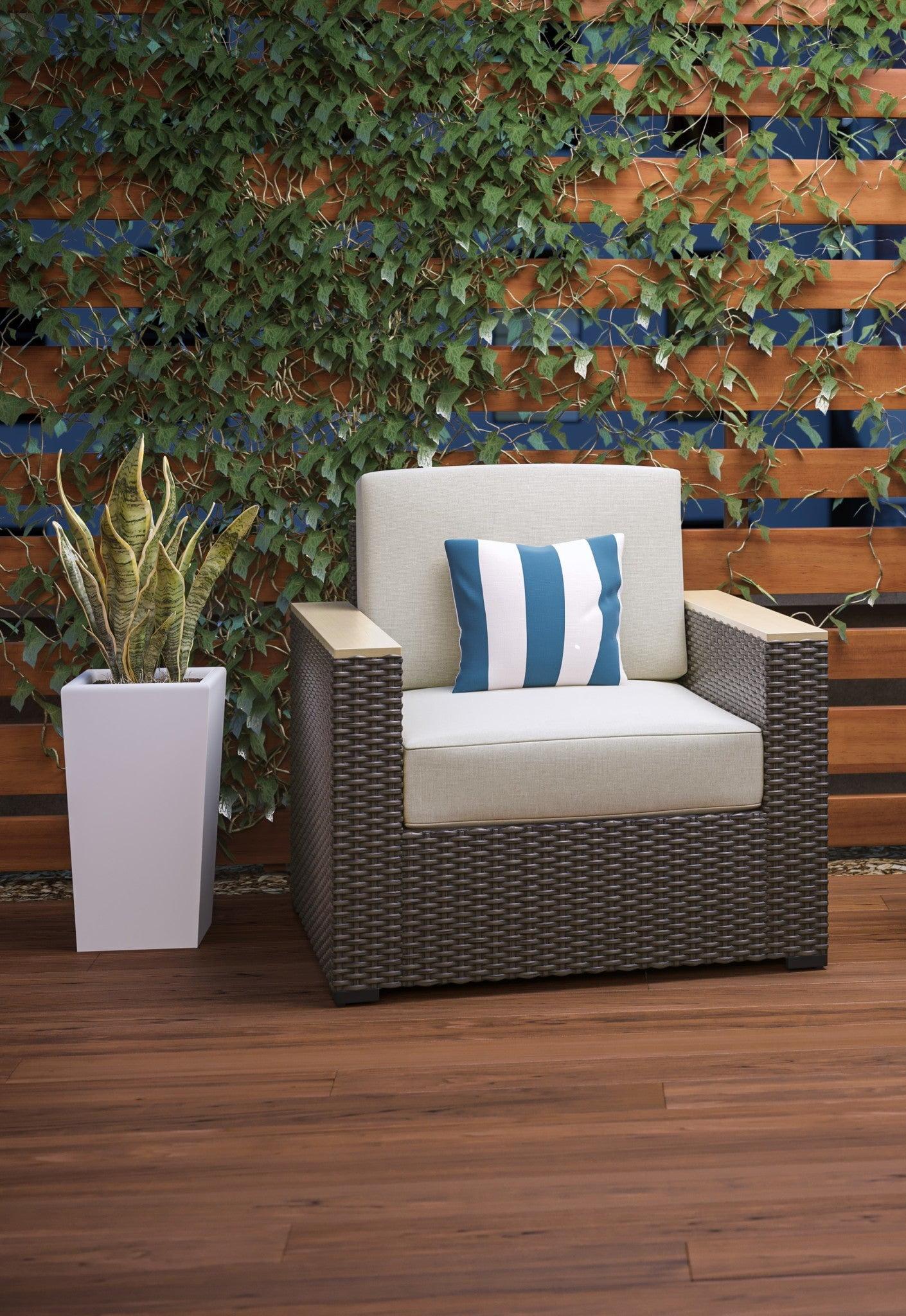 Palm Springs Weather-Resistant Wicker Rattan Armchair with Acacia Accents