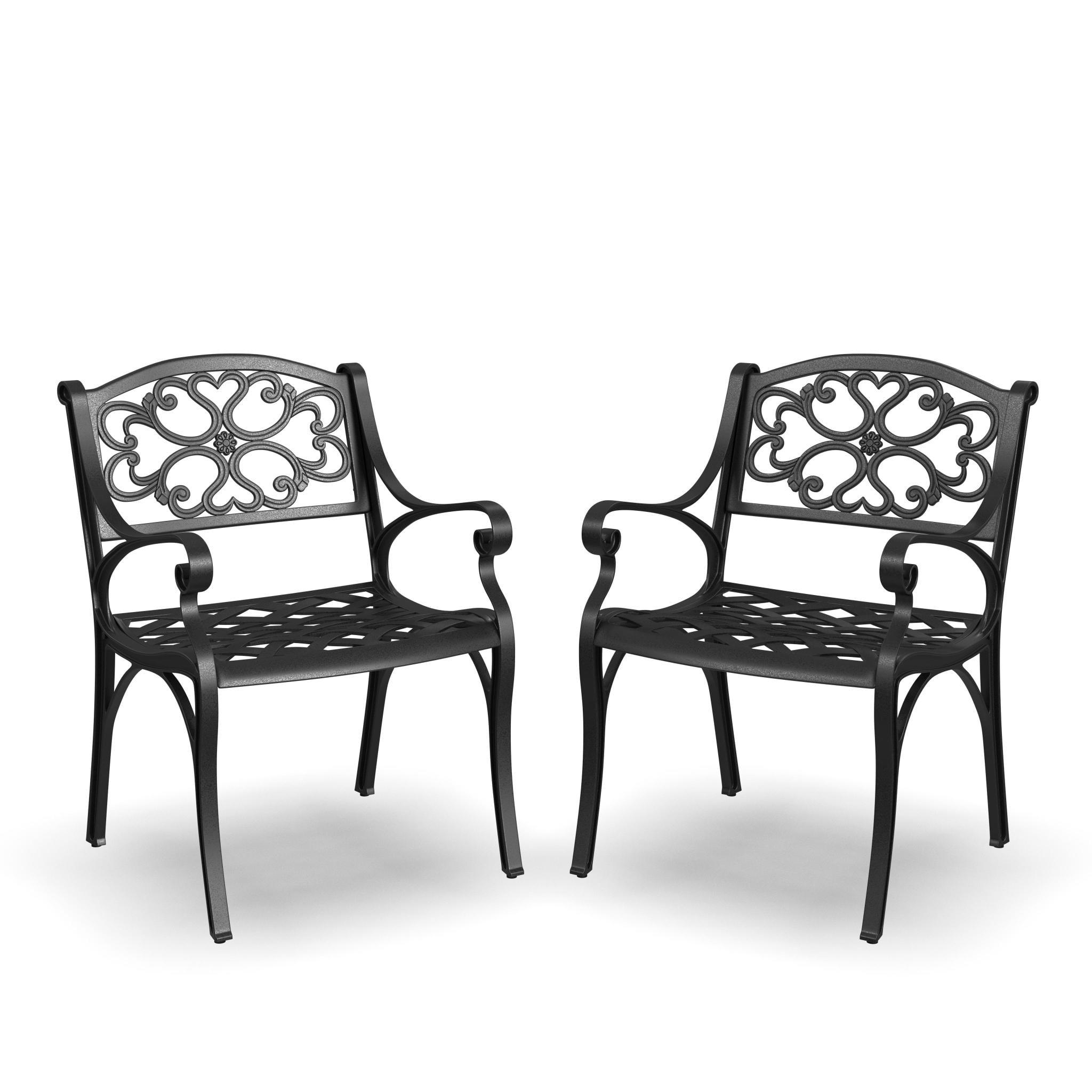 Sanibel Black Cast Aluminum Outdoor Dining Chairs, Set of 2