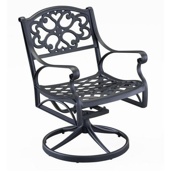 Homestyles Sanibel Aluminum Outdoor Swivel Rocking Chair in Black