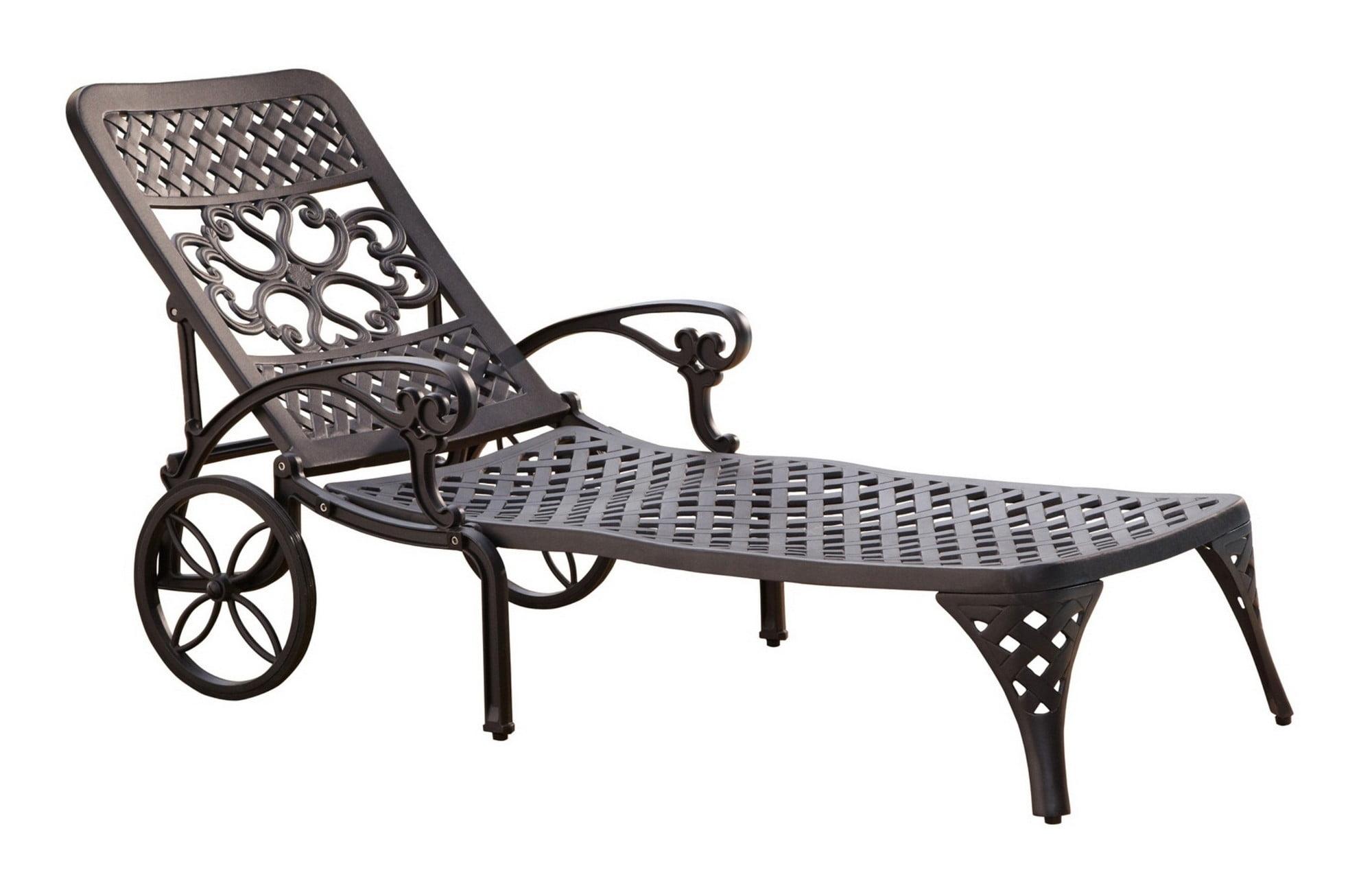 Homestyles Sanibel Outdoor Aluminum Chaise Lounge with Back Adjusts in Black