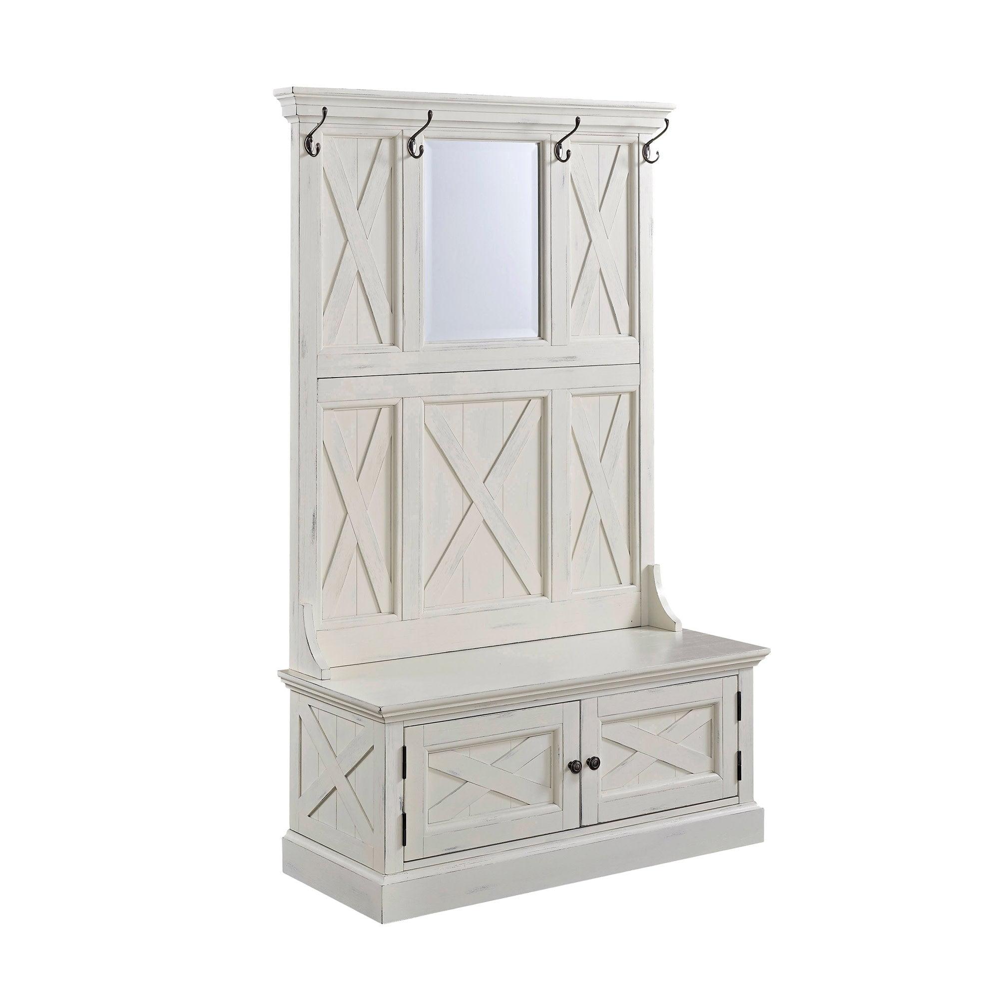 Seaside Lodge Hall Tree White - Home Styles: Mudroom Storage with Bench & Coat Hooks