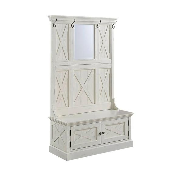 Seaside Lodge Hall Tree White - Home Styles: Mudroom Storage with Bench & Coat Hooks