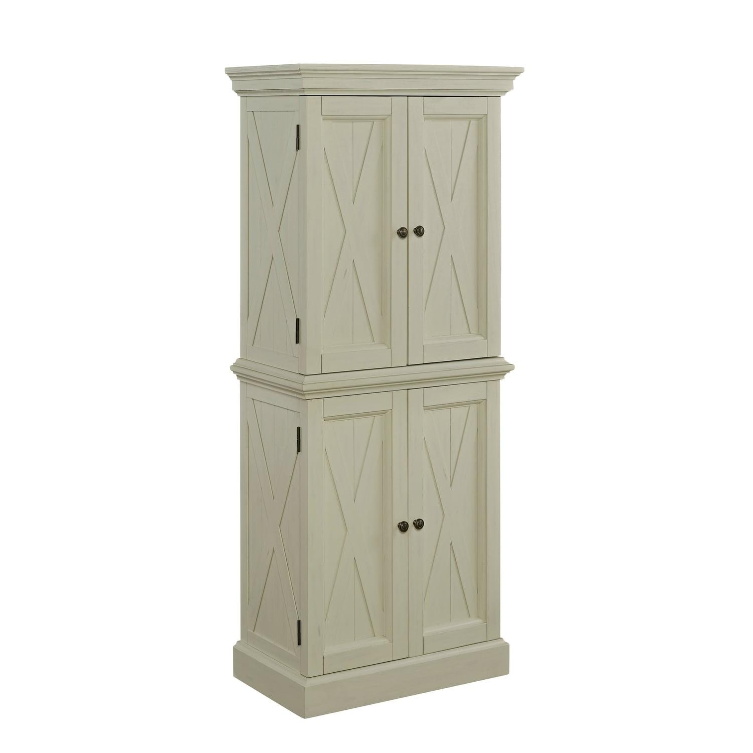 Seaside Lodge Classic White Kitchen Pantry with X-Pattern Cabinets