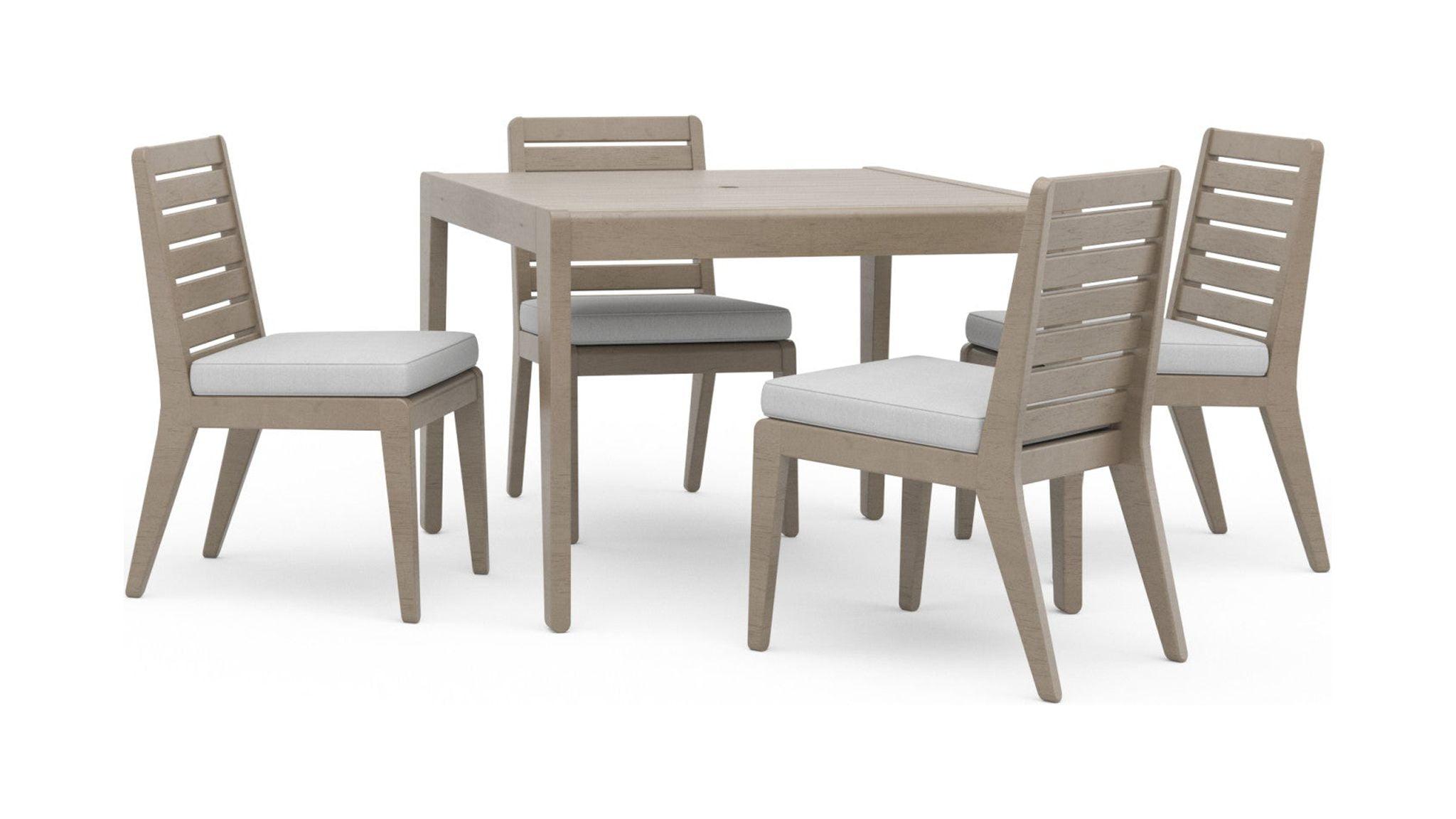 Sustain 43" Gray Acacia 5-Piece Outdoor Dining Set with Cushions