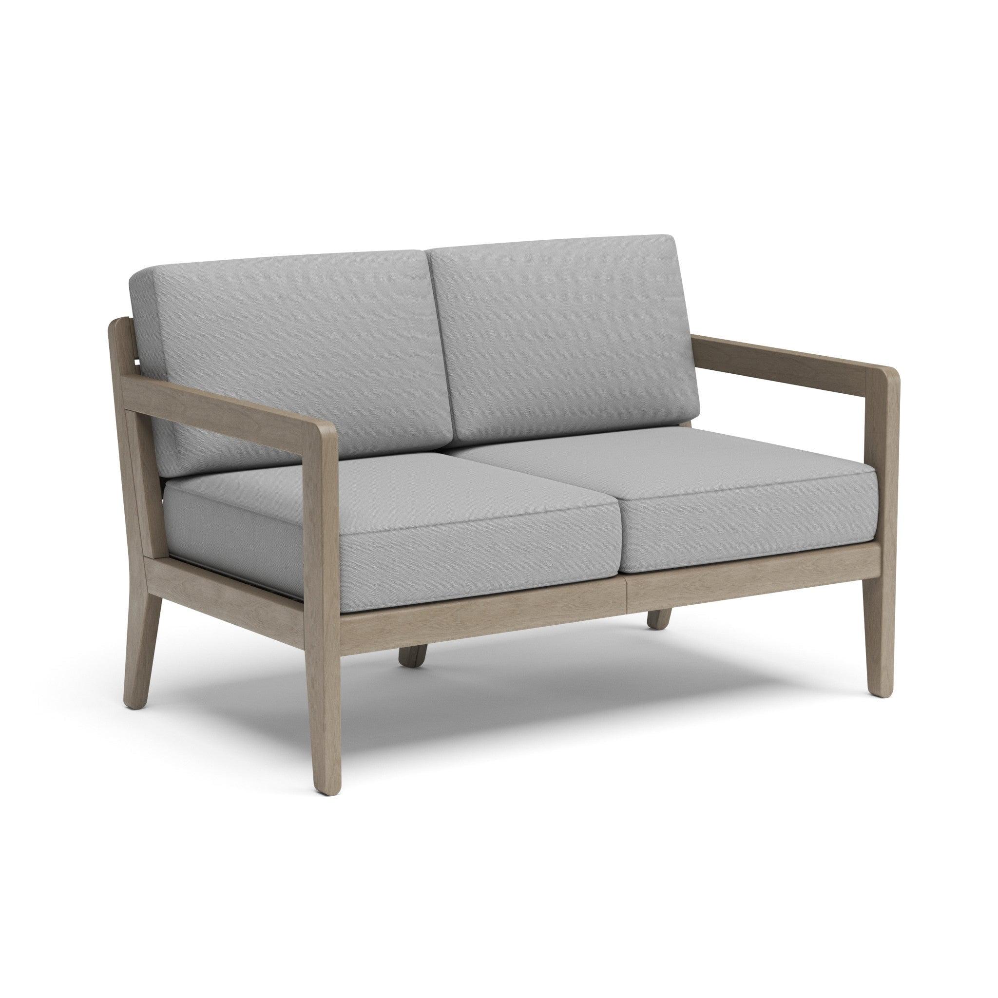 Gray Acacia Wood Outdoor Loveseat with Cushions