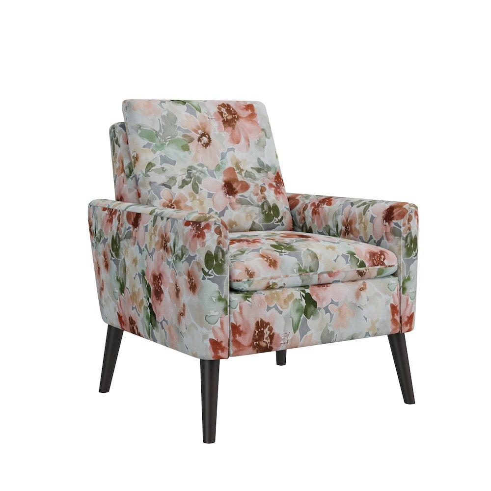 HL Home Furnishings Allyson Mid-Century Modern Armchair in Orange & Green Floral
