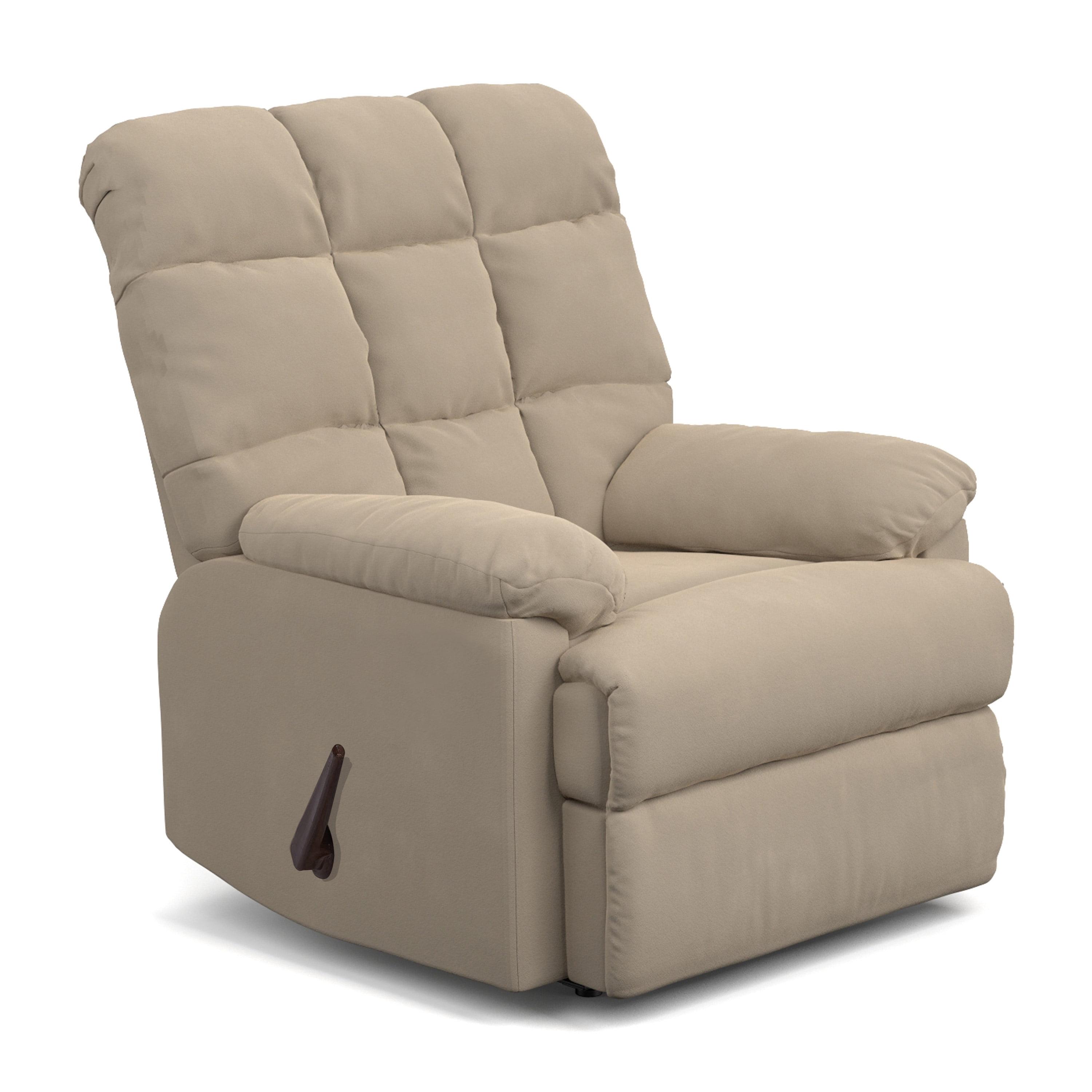 Khaki Microfiber Wall Hugger Recliner with Wood Frame