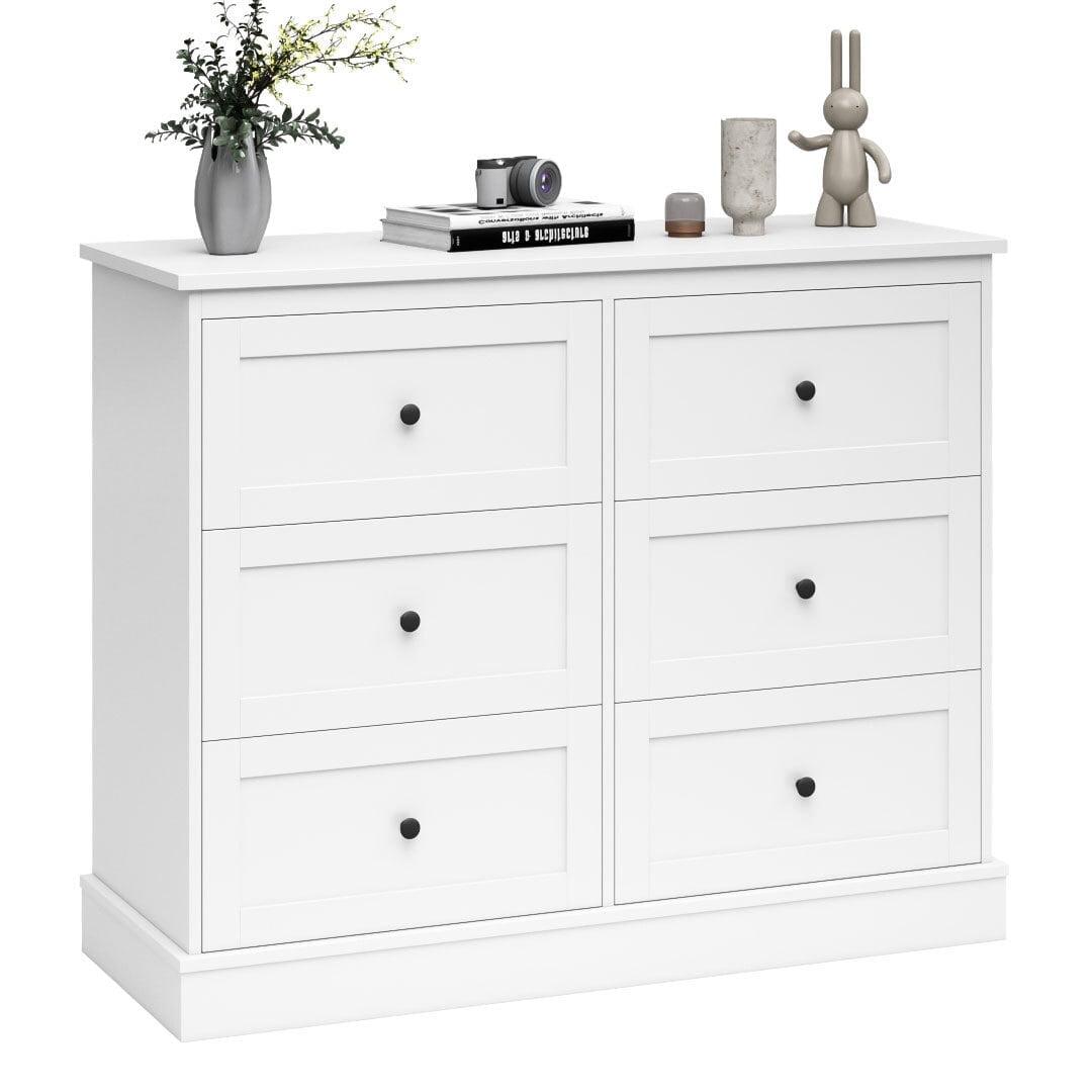 White Double Dresser with Soft Close Deep Drawers