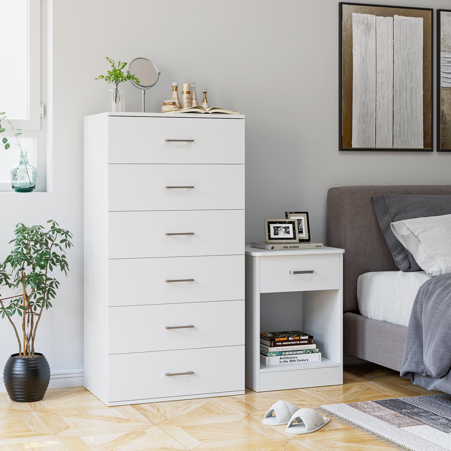 White Vertical 6-Drawer Wood Storage Dresser